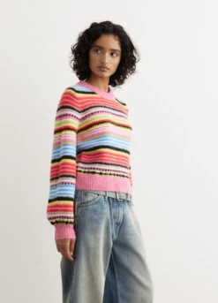 Ganni Soft Wool Stripe O-Neck Sweater -Style Haven Shop womens incu 840 d0949459 0ca2 4145 9287 df2d172e928f