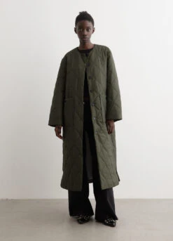 Ganni Quilt Long Coat -Style Haven Shop womens incu 846 2acdd58b e1b9 4e4a a029 86d13a283f05