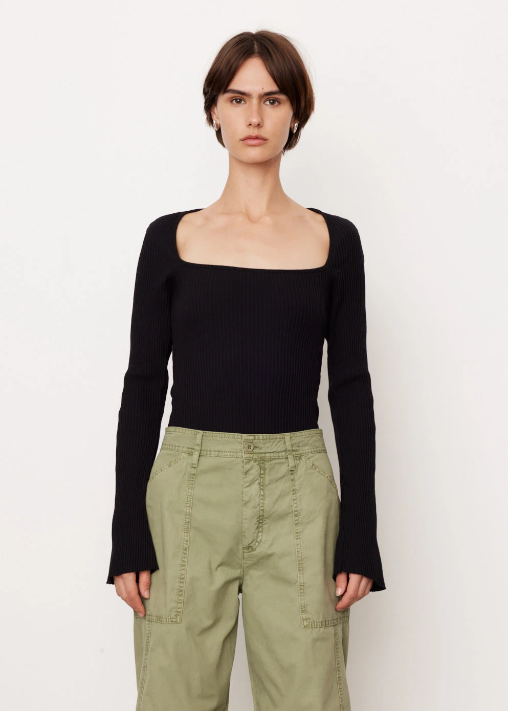 Drapey Rib Square Neck Long Sleeve Top 1 Drapey Rib Square Neck Long Sleeve Top