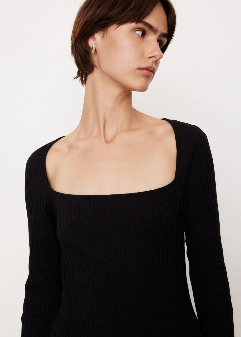 Drapey Rib Square Neck Long Sleeve Top 2 Drapey Rib Square Neck Long Sleeve Top - Image 2