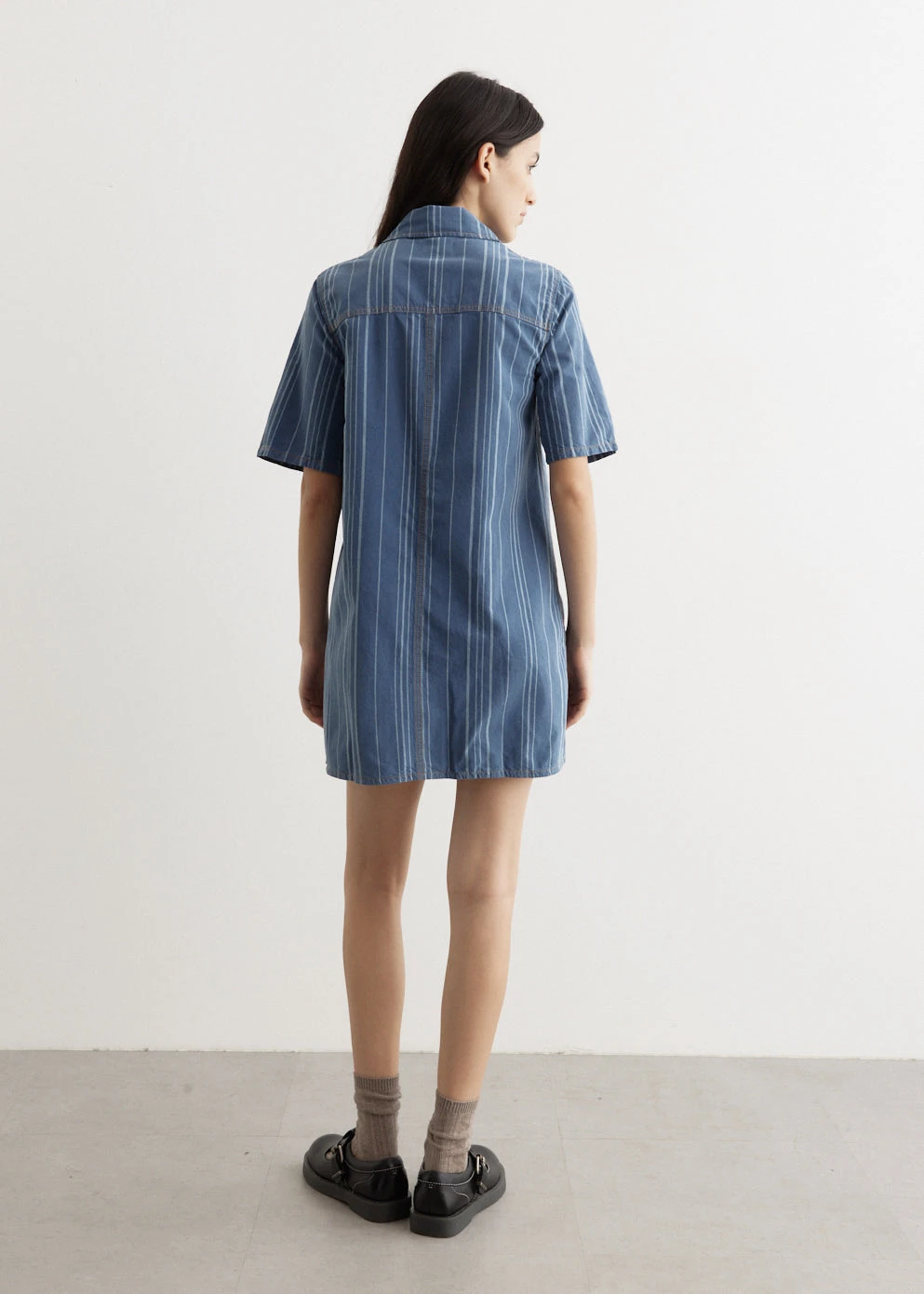 Ganni Light Stripe Denim Mini Dress 5 Ganni Light Stripe Denim Mini Dress - Image 5