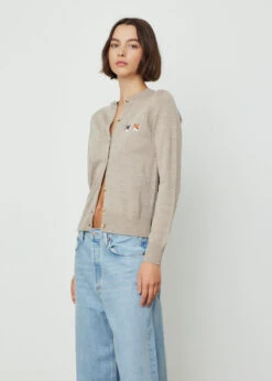 Double Fox Head Patch R-Neck Cardigan -Style Haven Shop womens incu 903 dbd7f226 9945 4215 bde4 e84522e86312
