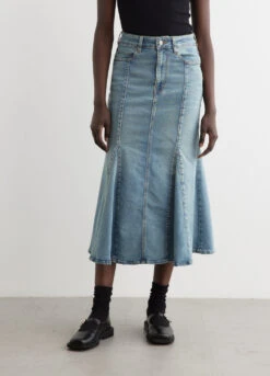 Ganni Tint Denim Peplum Skirt