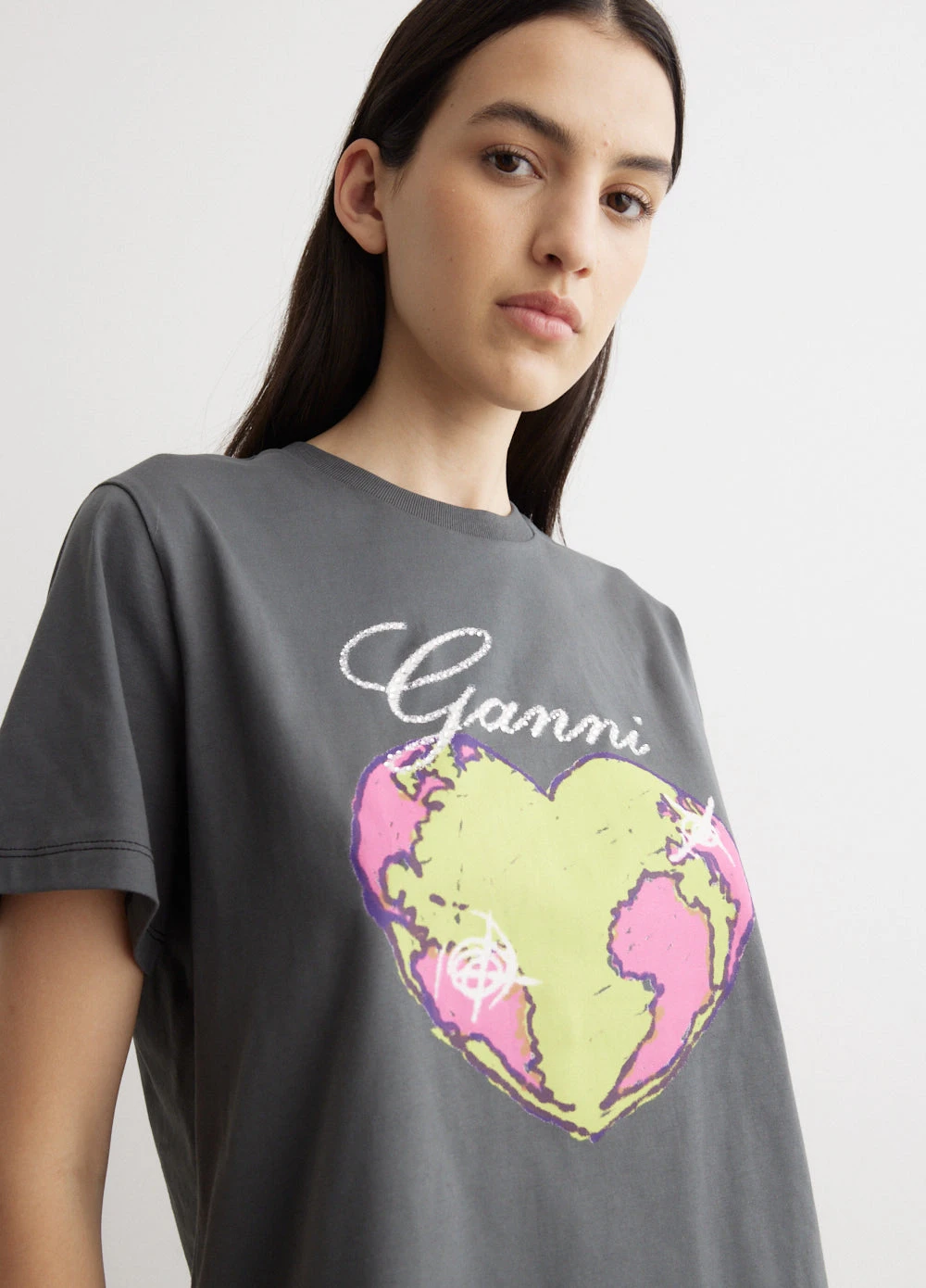 Ganni Basic Jersey Heart Relaxed T-Shirt 1 Ganni Basic Jersey Heart Relaxed T-Shirt